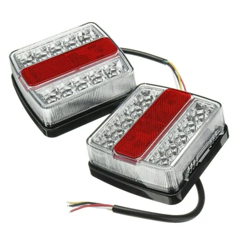 2Pcs Rear LED Submersible Trailer Tail Lights Kit 12V 15LED Boat Marker Truck Waterproof Lamps Universal for Campers Taillights 1