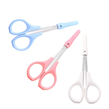 

3pcs Stainless Steel Beauty Tools Portable Multi-function Eyelash Curler Scissors for Home Salon (Pink Curved Scissors, White St