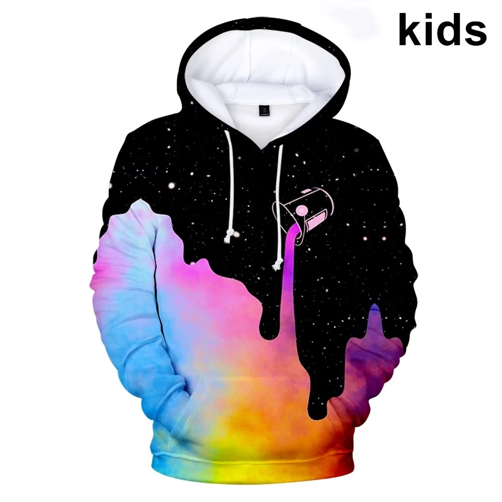 

3 To 14 Years Kids Hoodies Milk Space Galaxy Milk Poured 3D Print Hoodie Sweatshirt Boy Girls Outerwear Jacket Children Clothes