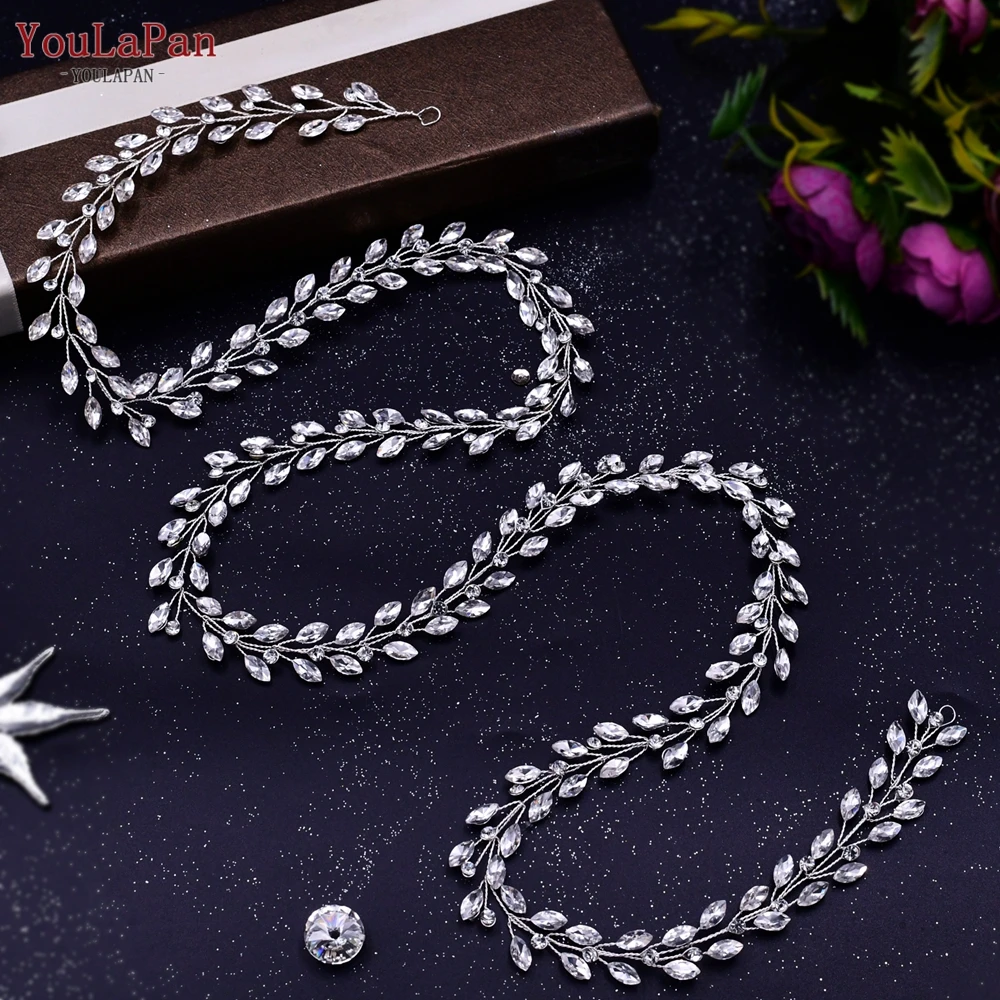 Handmade Wedding Hair Vine Silver Rhinestone Bridal Headband Long Women Headwear Wedding Party Hair Accessories HP394