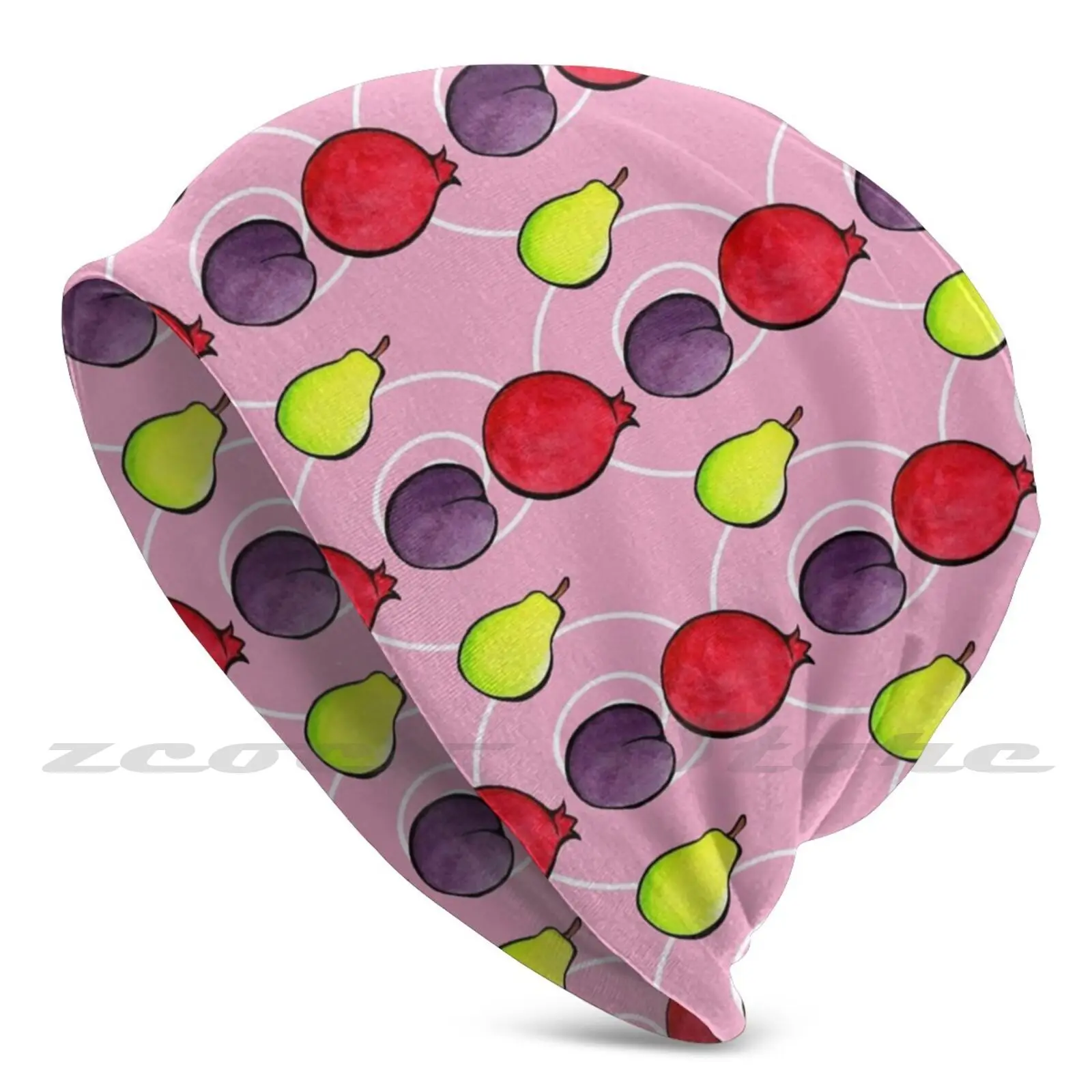 Passion Fruit Knit Hat Hedging Cap Soft Elasticity Outdoor Sports Leisure Fruit Pear Melograno Plum Pattern
