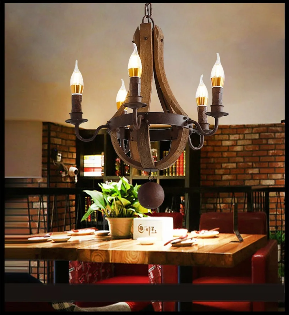 American Creative Candles Chandelier LED Industrial Vintage Hanging Lamp Lights Iron Chandeliers Lighting Home Decor Fixtures