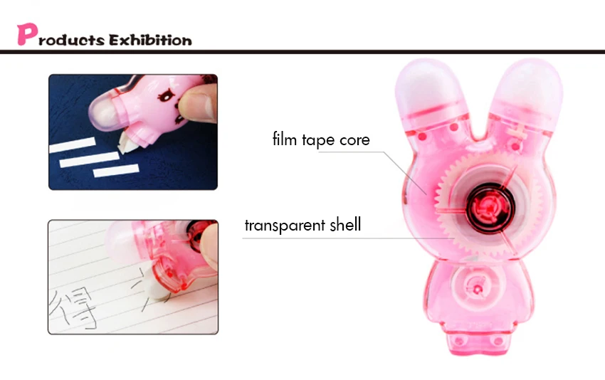 Лента для коррекции формы кролика с ластиком, 5 мм x 6 м, белая, ручка для коррекции ошибок, лента для детские школьные принадлежности