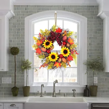 

Sunflower Maple Leaf Christmas Wreath Sunflower Wreath Home Decoration Pendant Wreath Lightweight and comfortable materials