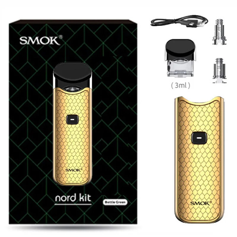 Smok Nord Pod vape комплект с аккумулятором 1100 мАч 3 мл картридж сетка спиральная электронная сигарета Vape pod Kit vs SMOK novo - Цвет: Prism Gold