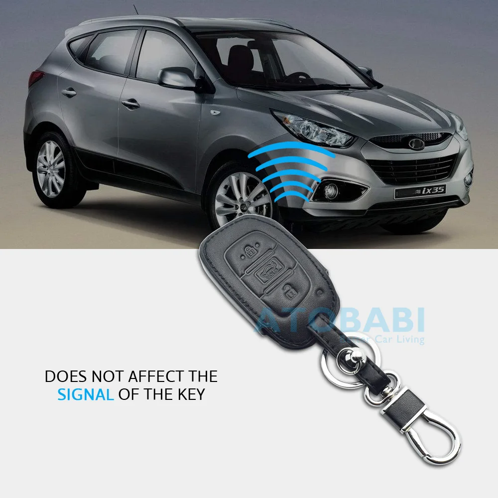 Кожаный чехол для ключа автомобиля ATOBABI для hyundai Tucson Sonata IX35 I30 MY16 Elantra I40 3 кнопки умный дистанционный чехол для ключа сумка