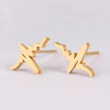 Из нержавеющей стали ЭКГ сердцебиения милые серьги-гвоздики тонкий провод волна Сережки для женщин подарок Acero Inoxidable joyeria Mujer