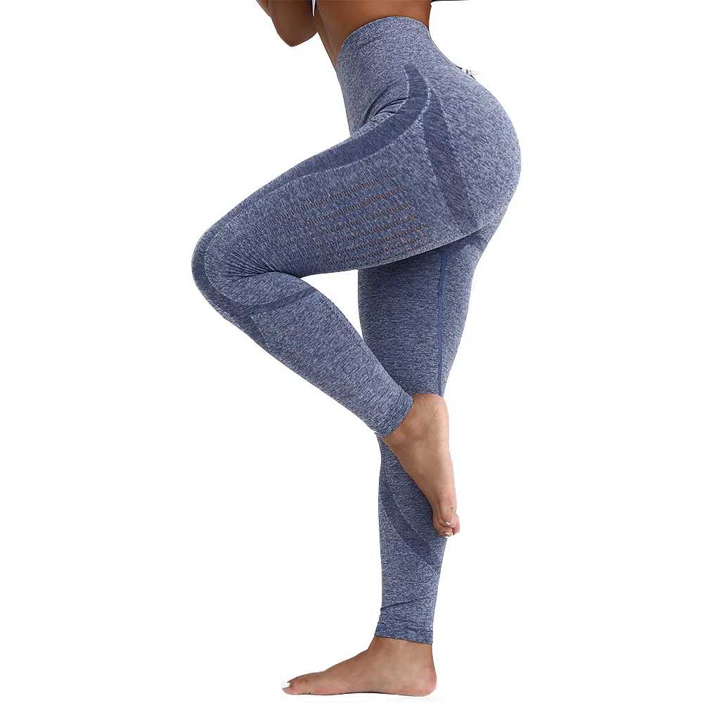 Штаны для йоги, женские леггинсы с контролем живота, Бесшовные штаны для тренировок, высокие эластичные женские леггинсы, штаны для фитнеса, тренировочные штаны, леггинсы для спортзала - Цвет: 7777 Blue