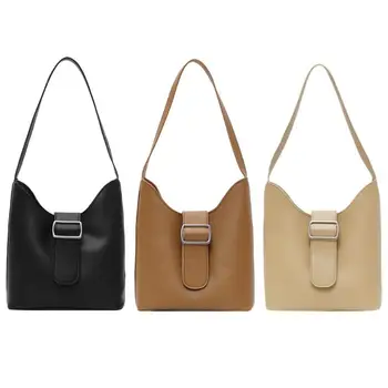 

New Fashion Handbags Delicate Design Simple Leather Women Shoulder Bag Pure Color Totes Casual Travel Daily Handbag