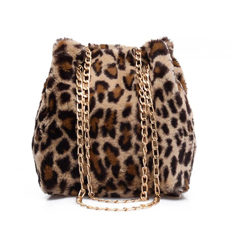 faux fur leopard purse