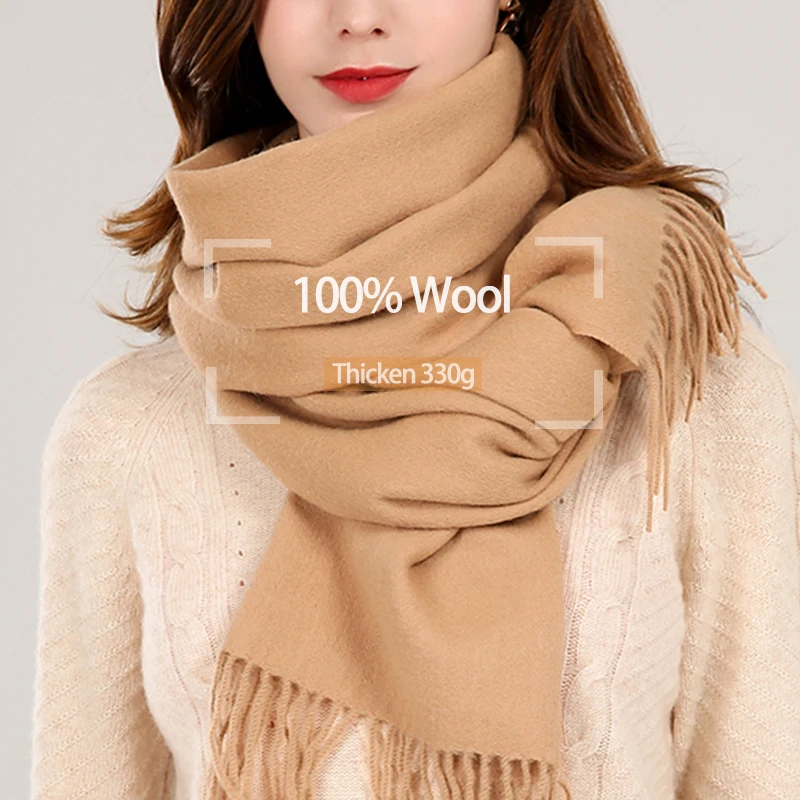 RNTOP Women Solid Woolen Winter Warm Collar Tassel Shawl Soft Neck Scarf