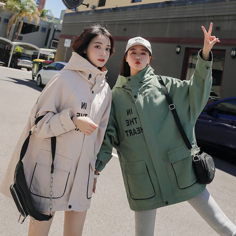 

Trench Coat Women's Mid-length 2019 Spring Clothing New Style Students Loose-Fit BF Workwear Early Spring INS Coat WOMEN'S Dress