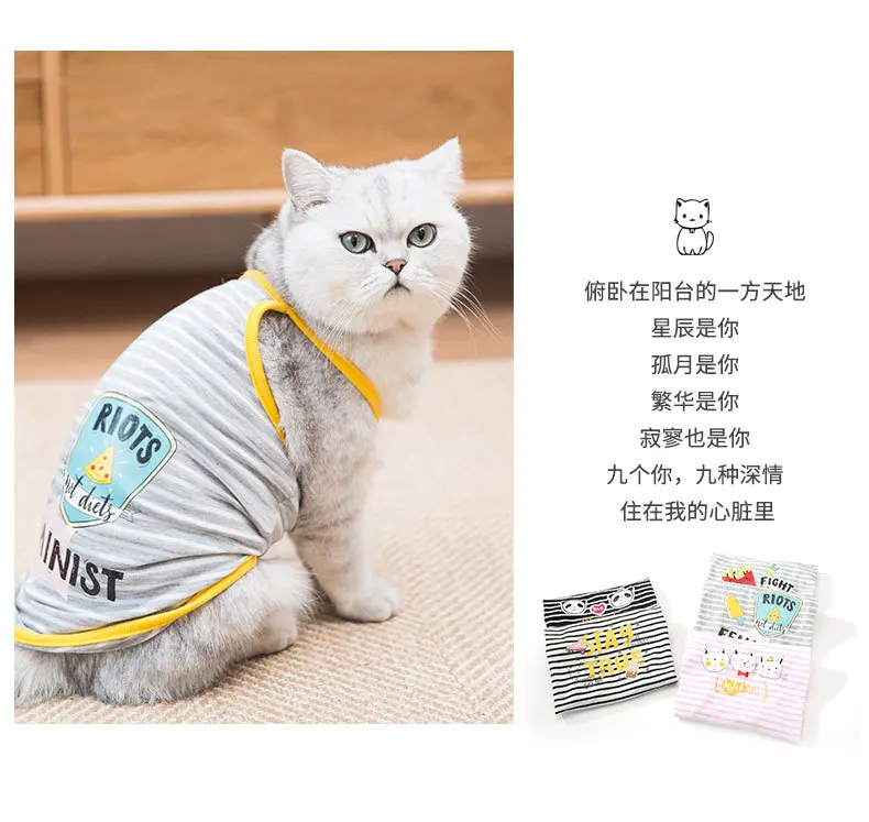 Online Celebrity Kitty Clothes Pet Cat Popular Brand Spring Summer Thin Section Cute Vest Style English Short Spring And Autumn