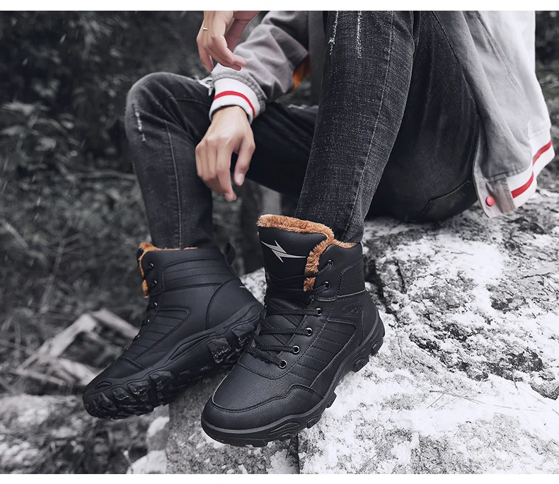 Vogue/мужские зимние ботинки; водонепроницаемые зимние ботинки; мужская повседневная спортивная обувь; модные теплые меховые кроссовки; высокие военные Трекинговые ботинки