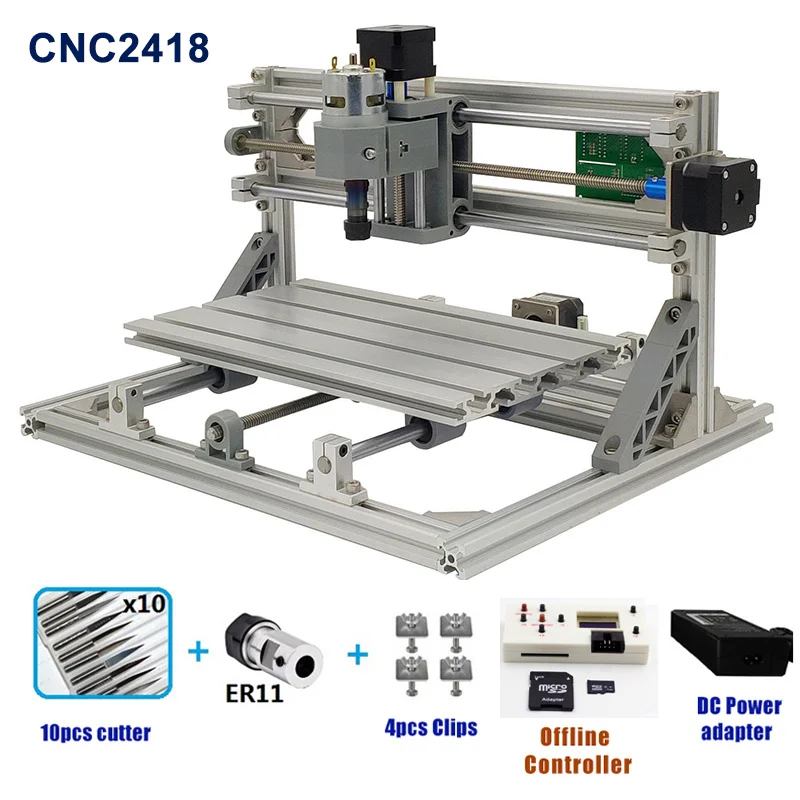 Add Offline Control CNC2418 CNC деревообрабатывающий фрезерный станок лазерный гравер GRBL1.1F ER11 Хобби DIY гравировальный станок для дерева PCB ПВХ мини лазерная гравировка - Цвет: Add Offline Control