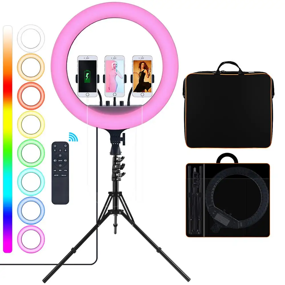 Кольцевая Светодиодная лампа Fusitu 18 RGB кольсветильник светильник для фотосъемки с