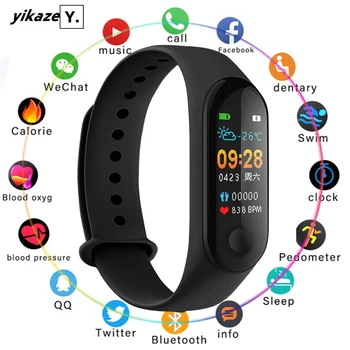 

M3 Plus Smart Watch Band Temperature Measure ECG Heart Rate Blood Pressure Monitor Fitness Tracker Drinking Remind Men Women