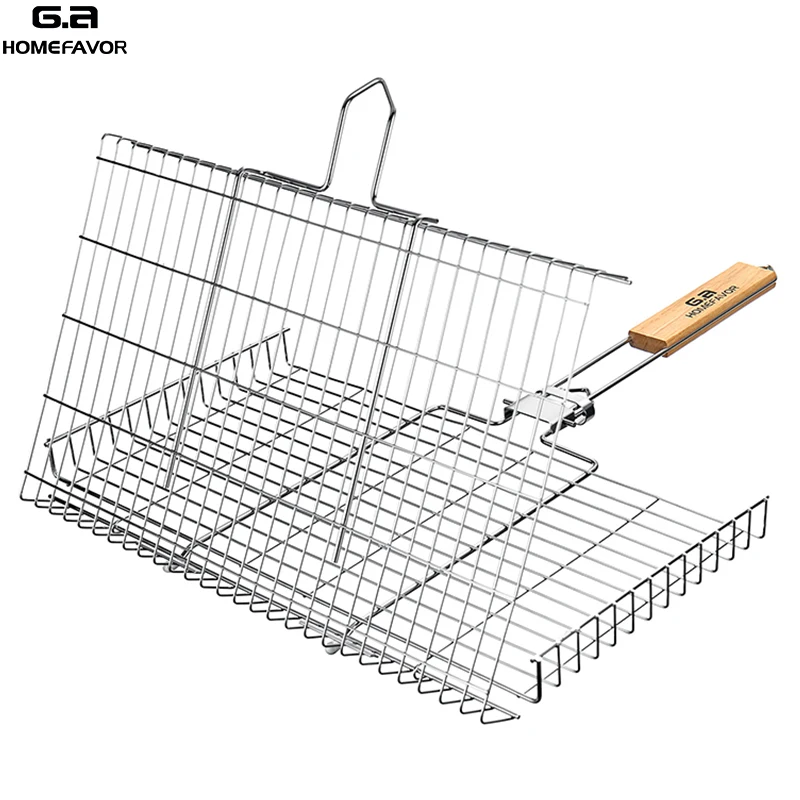 Portable Fish Grill Basket BBQ Outdoor Rustproof 304 Stainless Steel Accessories for sale online 