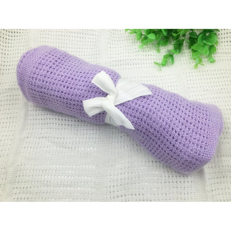 CYSINCOS Solid Color Baby Cotton Breathable Hole Blanket Knitted Blanket Baby Cotton Swaddle Muslin Infant Sleeping Blankets - Цвет: E523971