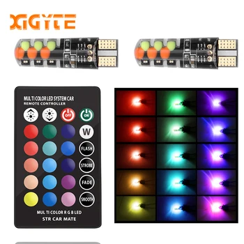 

New Car led Universal Car Led W5W T10 RGB COB 12SMD Clearance lights Colorful Multi Mode Car Light Bulbs With Remote Controller