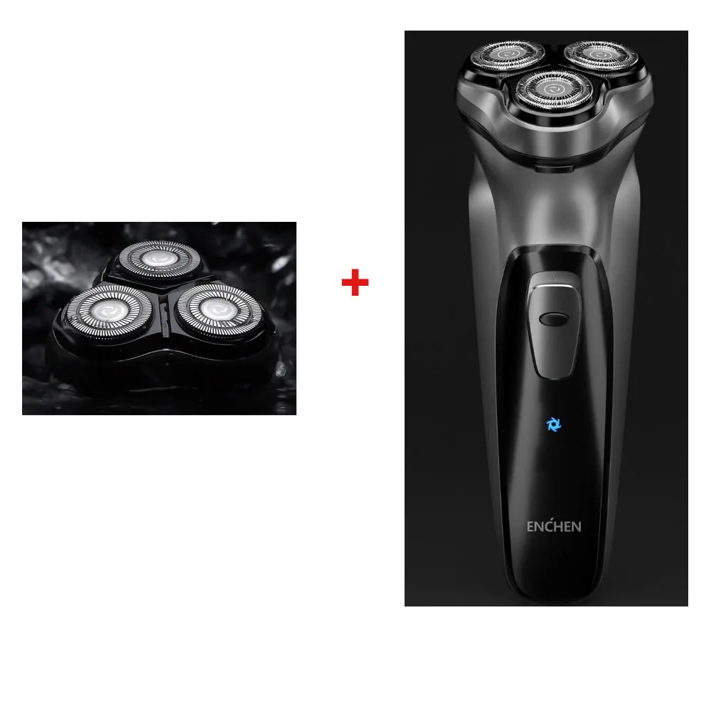Razor and Head Xiaomi Enchen BlackStone 3D электробритва Мужская моющаяся перезаряжаемая машинка для бритья бороды type-C - Цвет: Razor and Head
