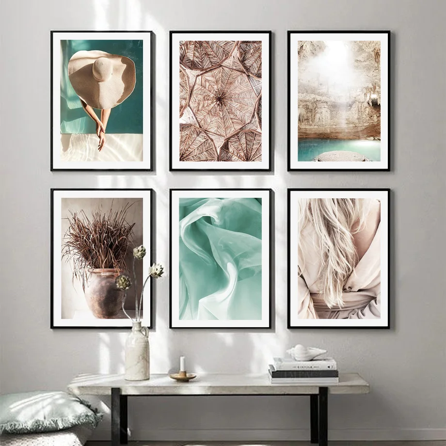 Девичья крыша мягкая Аква дикая керамика абстрактная настенная живопись холст