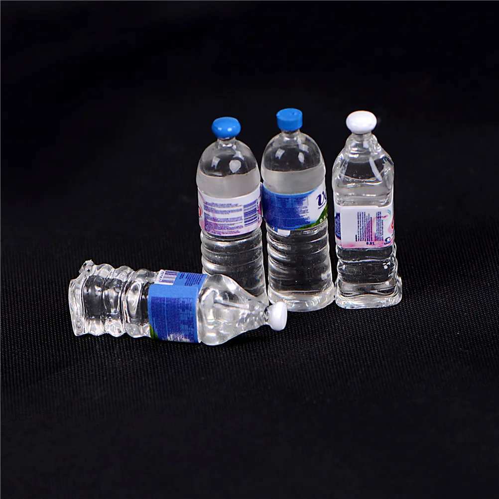 

1:6 Scale 4pcs Dollhouse Mineral Water bottle Miniature Toy Doll Food Kitchen Living Room Accessories Kids Gift Pretend Play Toy