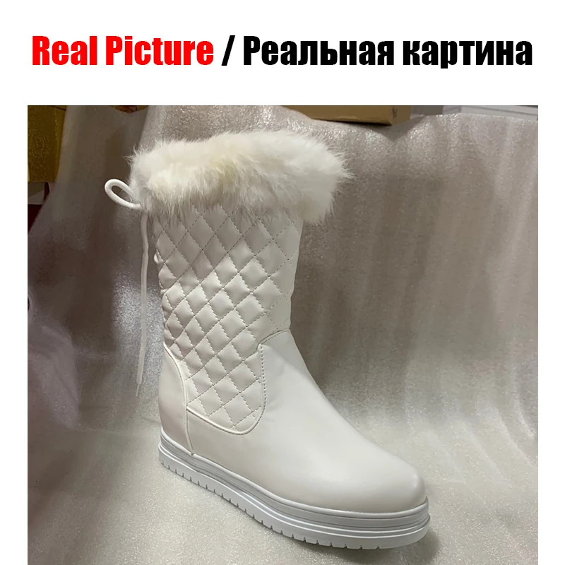 SARAIRIS 34-43 Decorating Zipper Booties Ladies Winter Platform mid-calf Snow Boots Women Warm Wedges Shoes Woman