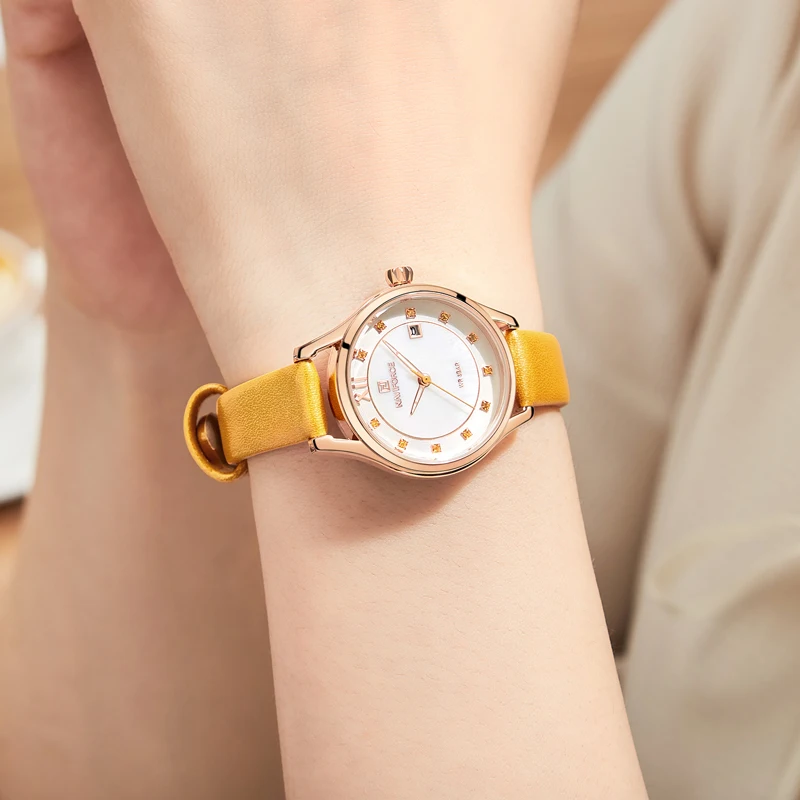 Fashion Ladies Watch NAVIFORCE Luxury Brand Women Quartz Watches Leather Strap Casual Waterproof Wristwatch Clock Relogio Femino | Наручные