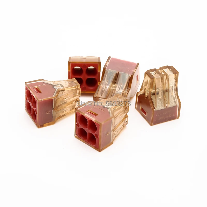 

100PCS/LOT Free Shipping Push In Wire Connector Conductor-Terminal-Block Junction Box For 4 Pin PCT604 773-604