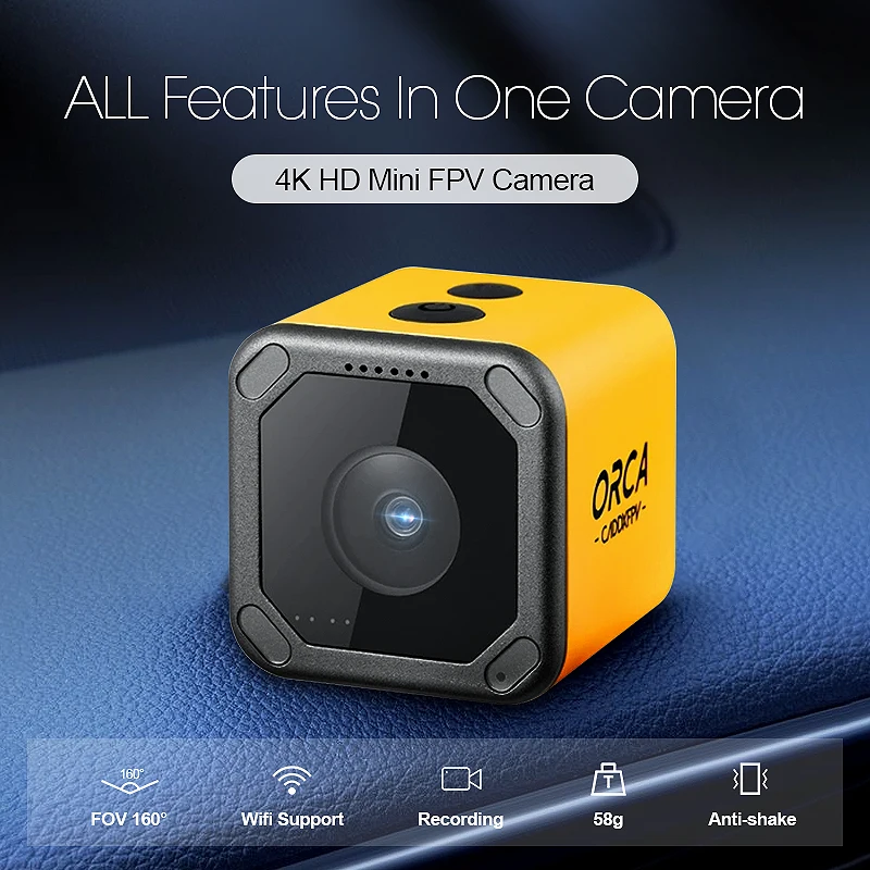 Caddx Косатка 4K HD Запись FOV 160 градусов Wi-Fi Противоударная DVR камеры Action Cam Mini FPV Камера