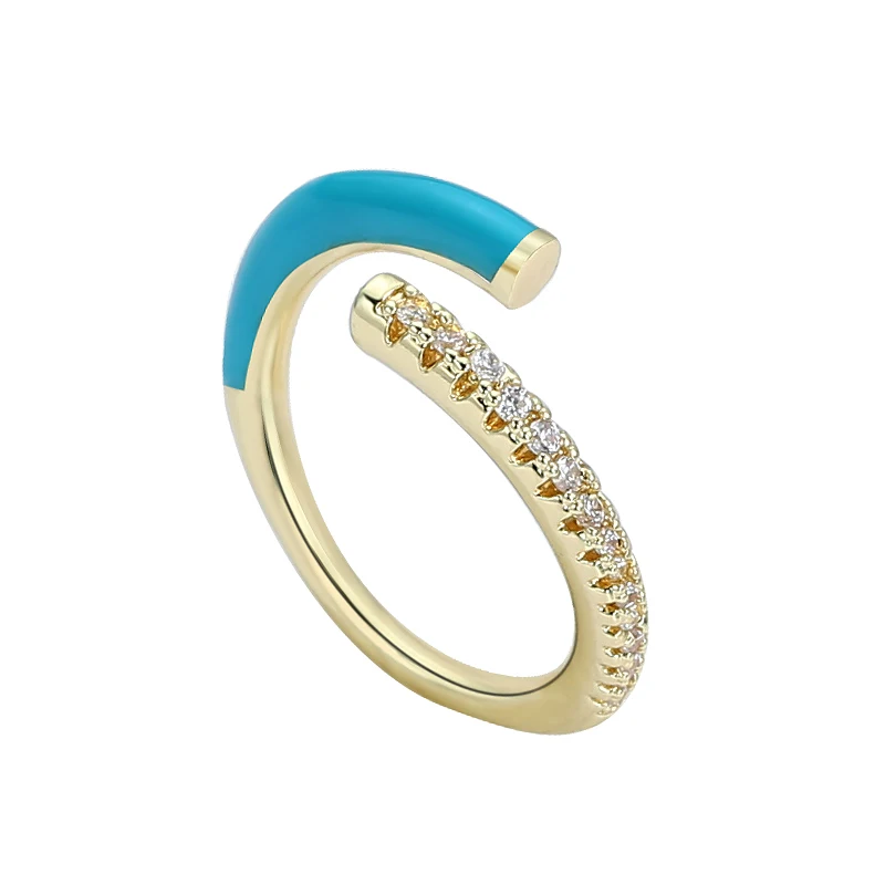 Finger Ring Adjustable Rings Opening Ring Summer Colorful Neon Enamel Open Adjusted Finger Ring For Women Fluorescent Fashion Copper Zircon Jewelry