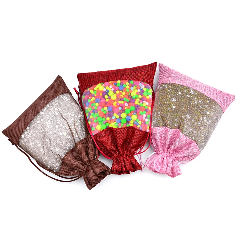 

13*18cm 20pcs/lot Linen Rope Bags Gift Bags Wedding Party Gift Packaging Pouches Drawstring gift bag Cute Drawstring Gift Bag