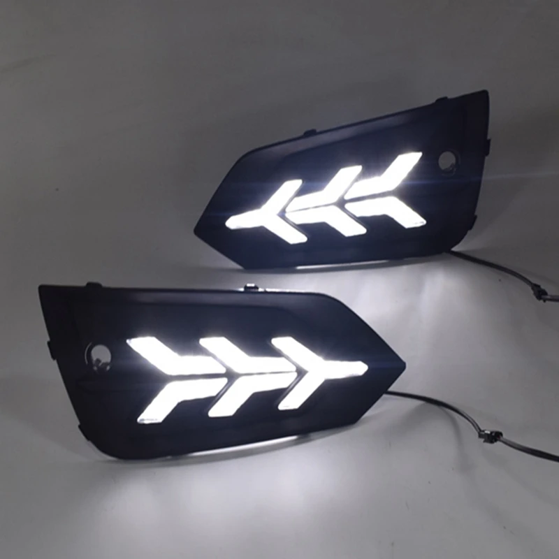 Автомобильный дневной ходовой светильник DRL светодиодный противотуманный фонарь с желтым поворотным сигналом для Volvo XC60