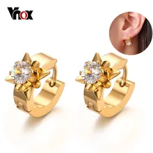Vnox CZ серьги-гвоздики для женщин золото цвет нержавеющая сталь серьги Модные ювелирные изделия