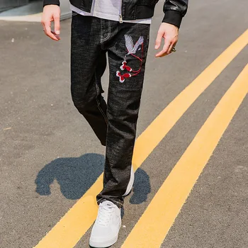 

Riinr 2020 New Chinese Style Men's Embroidered Jeans Casual Jeans Male Personality Trousers Fashion Men's Straight Pants 29-40