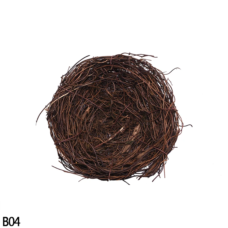 Honglilai, decorazioni pasquali per feste, decorazione per la casa, rospo in paglia intrecciata con uccellini artificiali, nido di uova finte, 6 cm di nido con 1 uovo 