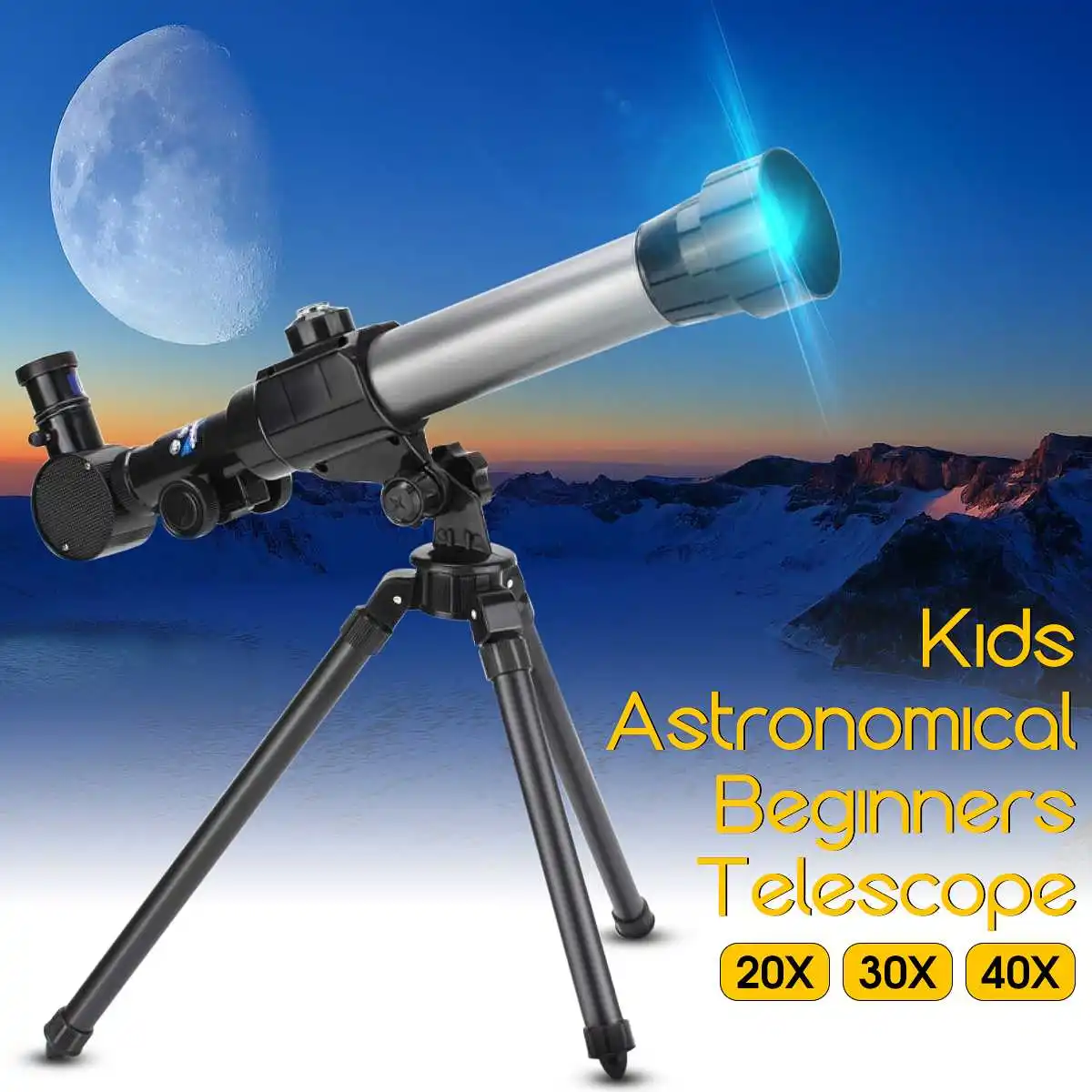 

40X Zoom Astronomical Telescope Kids Monocular/Binoculars Tripod Night Vision for Camping Hiking Outdoor Hunting 60mm