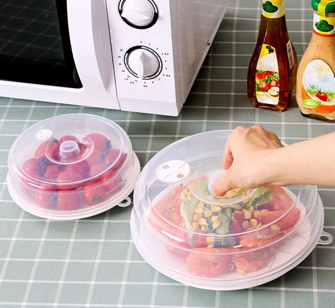 1pc Microwave Food Cover Plastic Ventilation Splash Protector Transparent Cover Safety Vents Kitchen Tools Household Accessories
