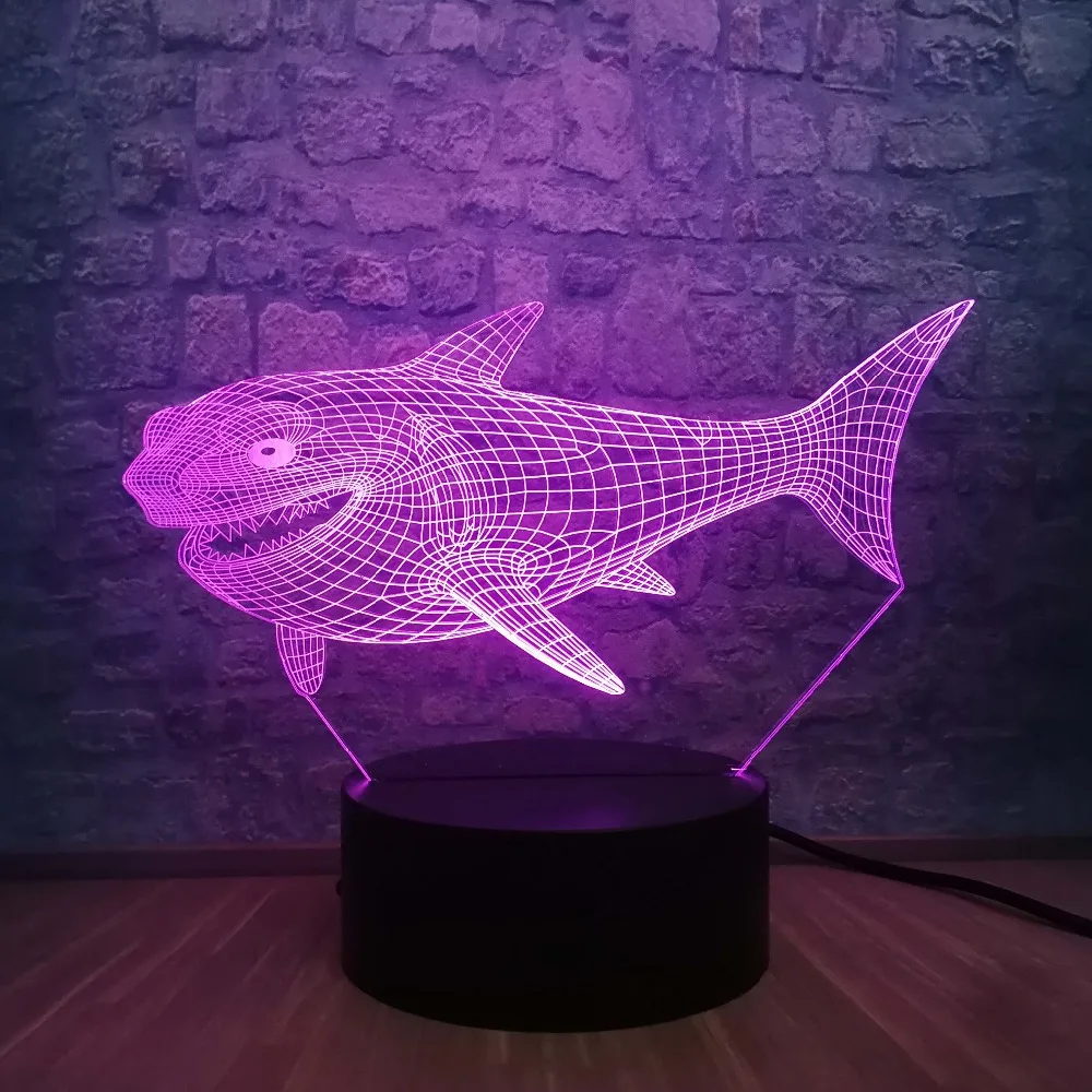 3D светодиодный ночник Акула креативный USB светильник Lampara ночник с 7 цветами свет для украшения дома лампа детский подарок
