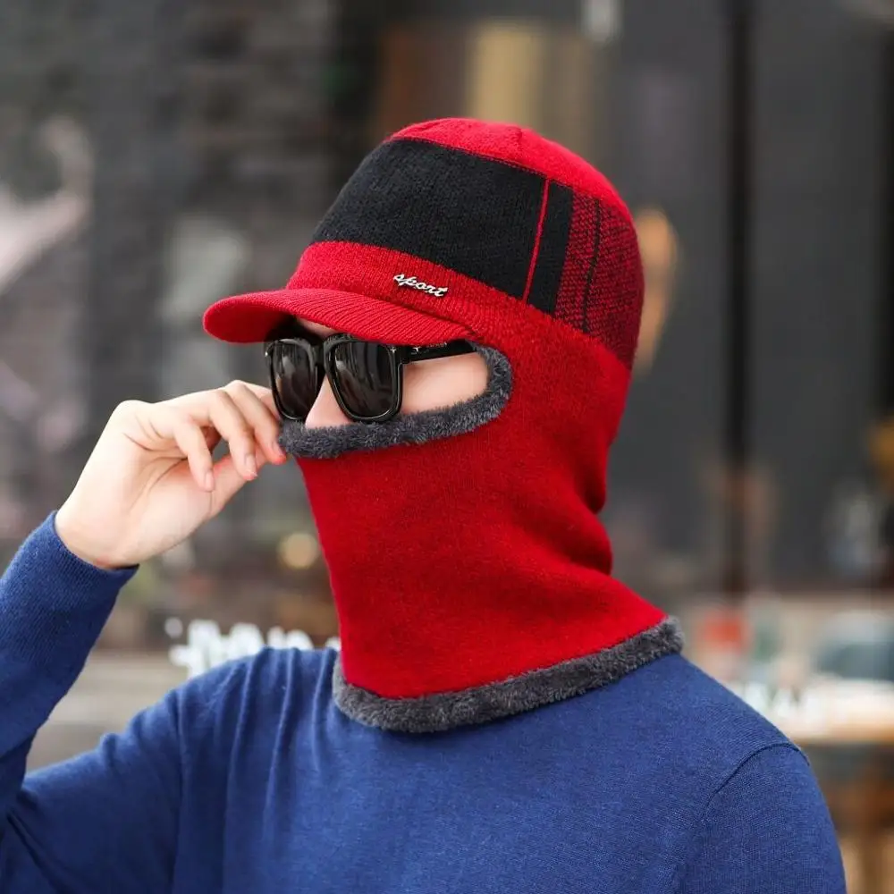 Зимние шапки для мужчин Skullies Beanie шапка зимняя шапка для мужчин и женщин шерстяной шарф шапка s Набор Балаклава маска Gorras Bonnet вязаная шапка