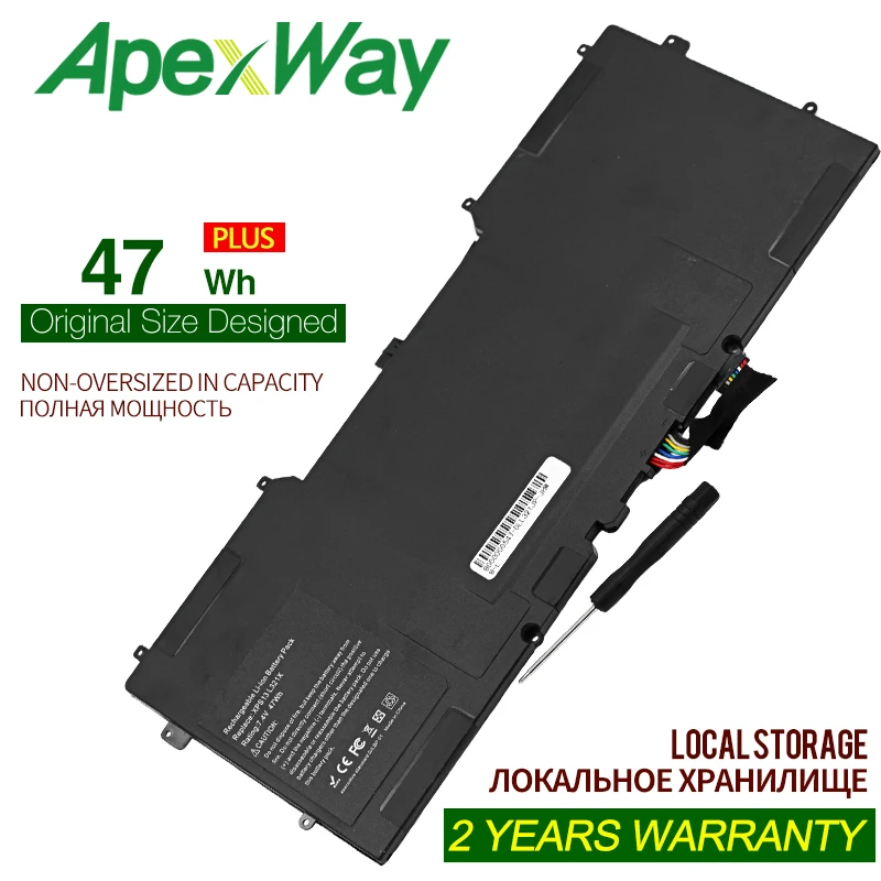 Аккумулятор ApexWay для ноутбука 7 4 В 47WH Y9N00 C4K9V DELL XPS 12 XPS13 L321X 3H76R 489XN|Аккумуляторы