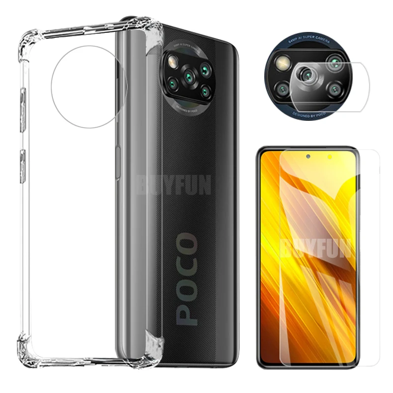 1 3 шт. силиконовый мягкий прозрачный чехол для камеры Xiaomi Poco X3 NFC|Защитные стёкла и