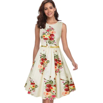 

BGW HT41023 A Line Cocktail Dresses Floral Print Scoop Neck Sleeveless 2020 New Robes Cocktail Femme Enceinte Party Dress