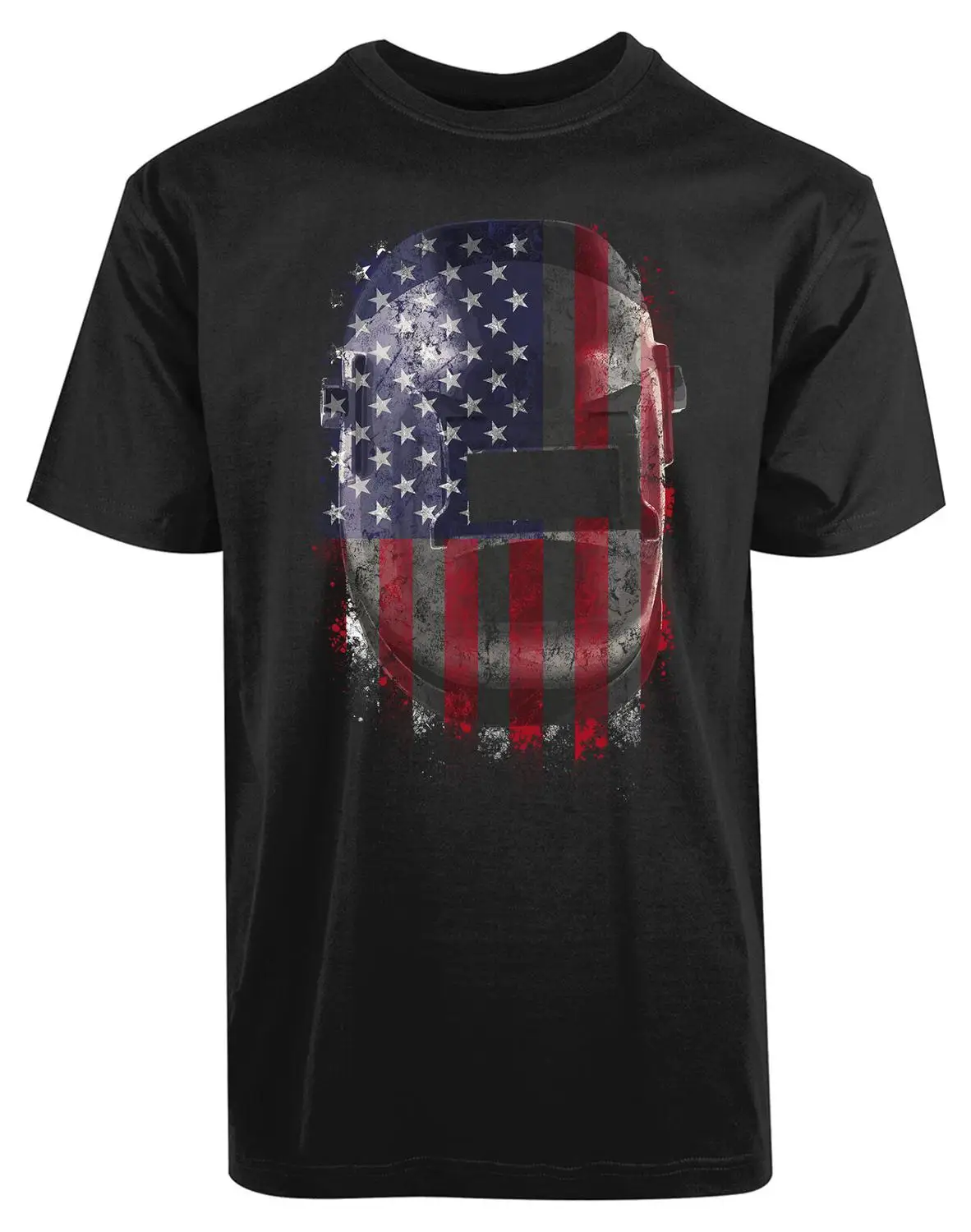 

American Usa Flag Welder Welding Helmet New Men'S Shirt Authentic Cool Gifts Tee Brand Designs Slim Fit Crew Neck Movie T-Shirt