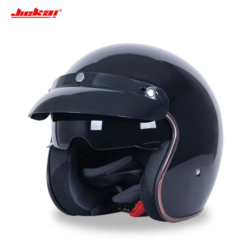 D0T электрический мотоциклетный шлем со встроенными солнцезащитными очками для женщин и мужчин, мотоциклетный скутер, черный белый шлем, размер M L XL - Цвет: bright black