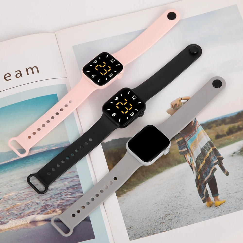 Hot Sales Led Women Men Digital Electronic Watch Fashion Square Dial Silicone Strap Waterproof Clock Men's Sport Watches Relogio