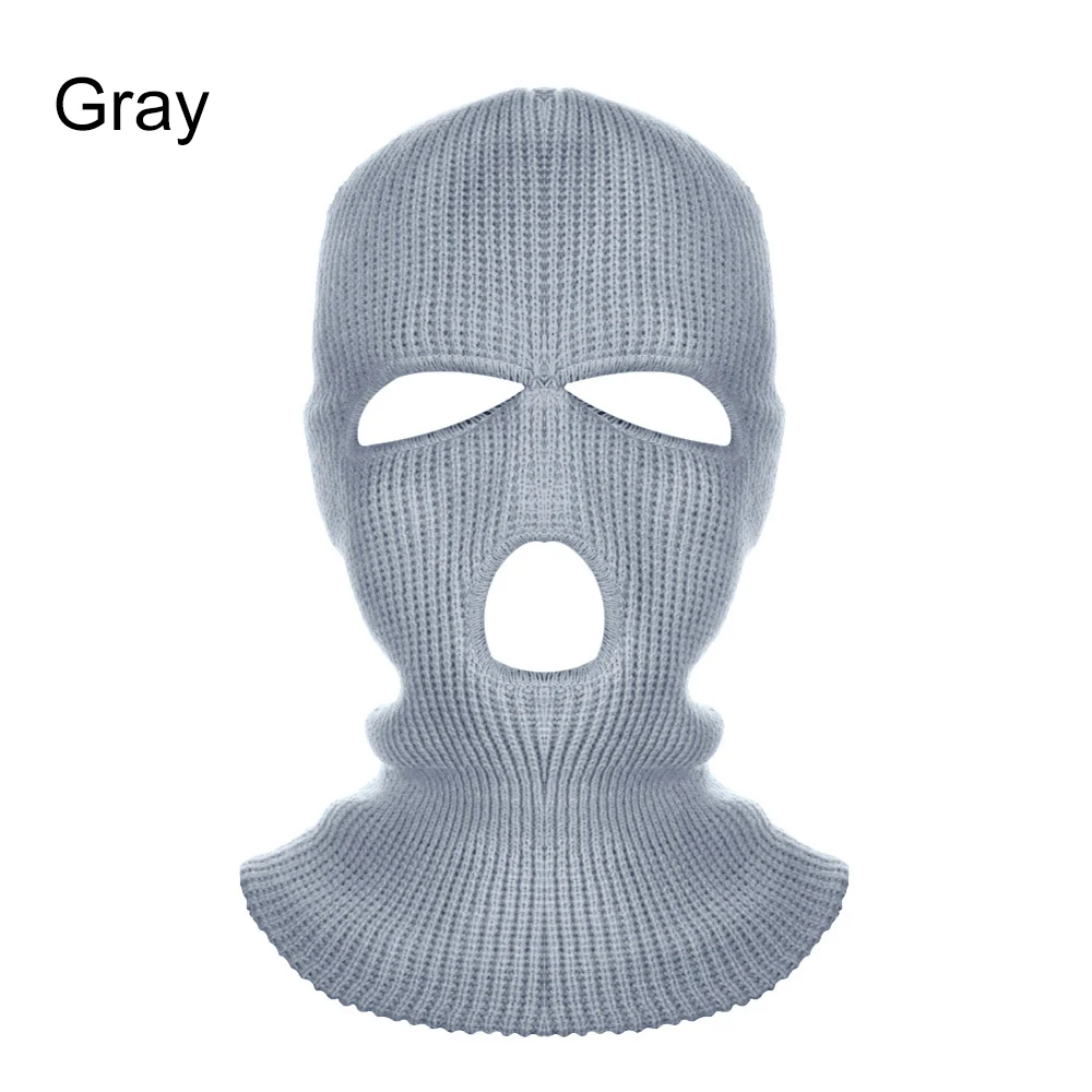 Армейская тактическая маска с 3 отверстиями, маска для лица, лыжная маска, зимняя шапка, Балаклава, капюшон, мотоциклетный шлем, шлем для всего лица - Цвет: Серый