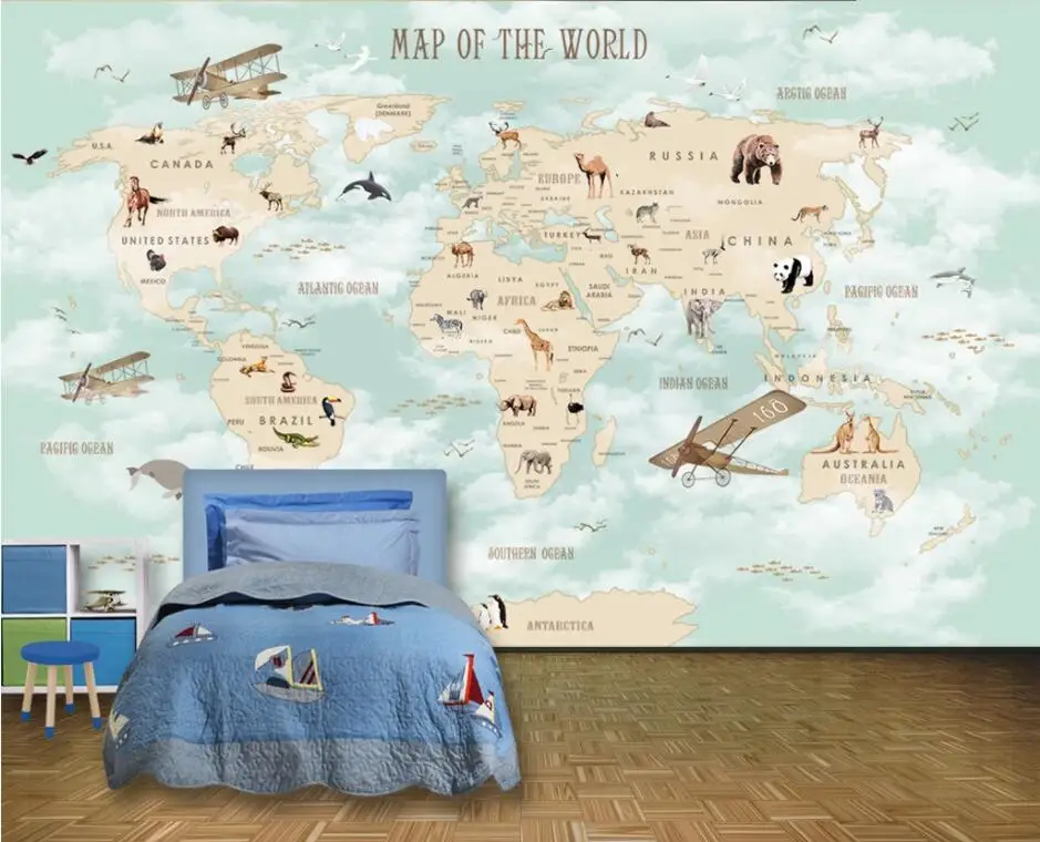 Mural, Cartoon World Background, Papéis de parede