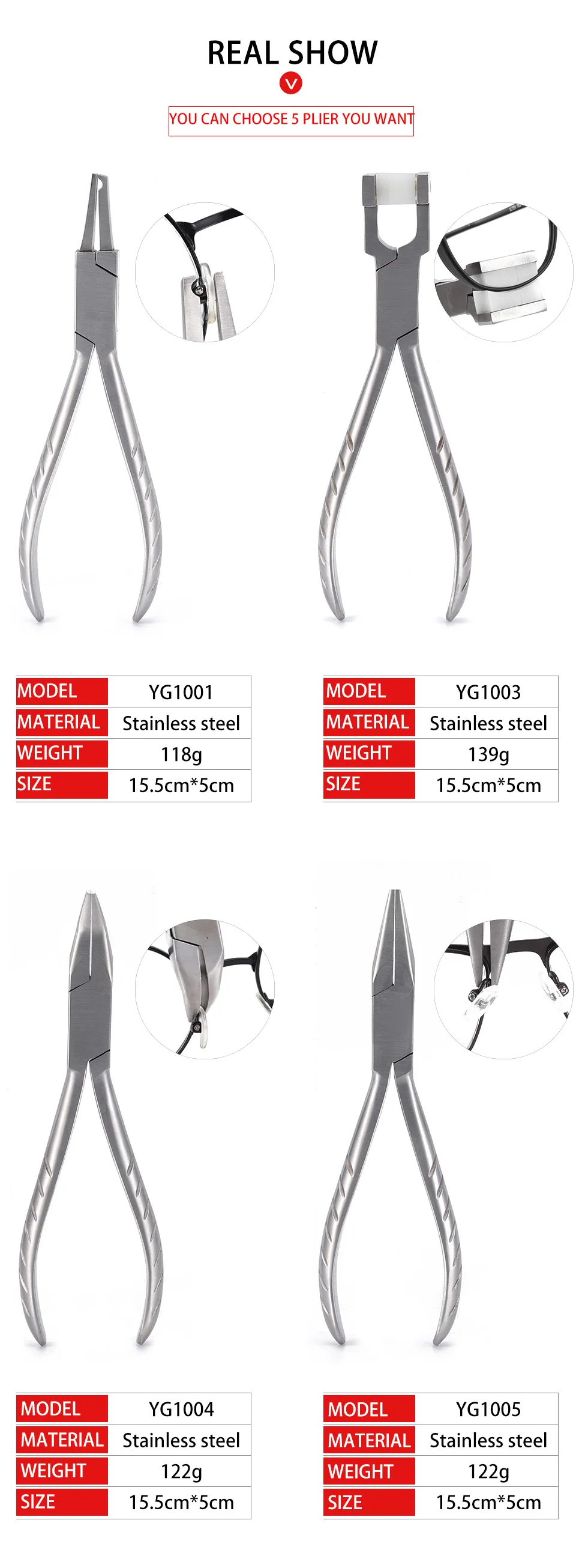 New Arrival Quality Eyeglasses Plier Spectacle Glasses Nose Pad Adjusting End Piece Bridge Temple Adjustment Eyewere Repair Tool